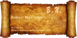 Baksi Nándor névjegykártya